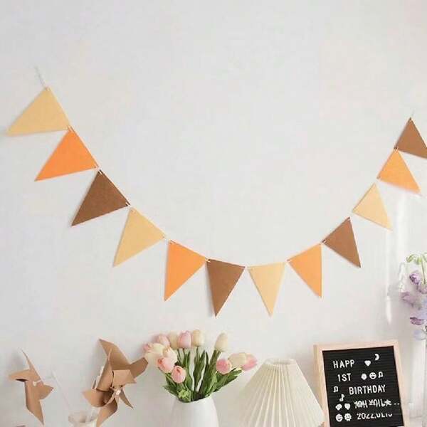 1 pieza Guirnalda de banderines triangulares de fieltro, decoración para fiesta de cumpleaños, jardín de infantes, Navidad, Halloween