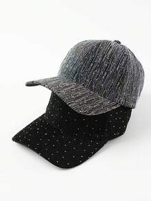 1 pezzo Cappellino da baseball, cappello visiera casual alla moda con strass, protezione solare per attività all'aperto in primavera/estate