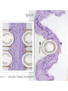 6 paquets Chemin de table en gaze violette lilas 10 ft, chemin de table en tissu à fromage 35x120 pouces, tissu crêpe pour décoration de fête de Noël, douche décorative, mariage d'été, banquet, décoration de la maison - Parme - Voir 7