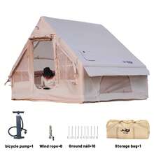 Hot Tent Inflatable Camping Tent Easy Setup 4 Season Glamping Tent With High Performance Inflatable Structure 4-6 Persons Waterproof Windproof Outdoor Self-Supporting Blow Up Tent Air Tent Portable House Hiking Fishing Tailgating - Yellow - View 12