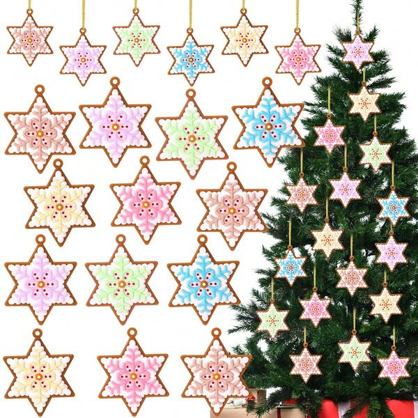 12/24 Pcs Christmas Gingerbread Snowflake Ornaments For Tree Rustic Silicone Christmas Ginger Bread Hanging Ornaments Pendants For Xmas Tree Winter Crafts Holiday Home Party Decor Indoor,Christmas Tree,Santa Claus,Christmas Decorations,Gingerbread House,Christmas Gifts Christmas Tree Hangings,Christmas Gifts