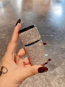 1支高品质水钻化妆刷，柔软蓬松粉状腮红刷，带刷盖，可伸缩便携多功能化妆刷，创意化妆礼品 - 銀色 - 查看 3