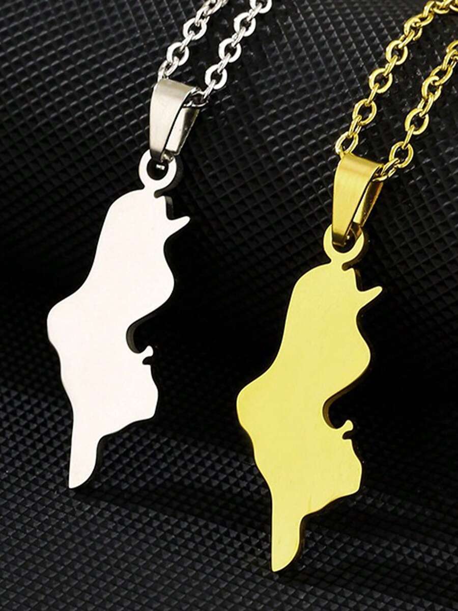 1pc Women's Elegant Stainless Steel Smooth Pendant Necklace, Versatile Design Suitable For Various Styles