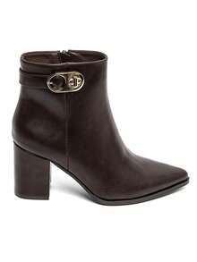 Bottines Femme élégantes à Talon Bloc Avec Boucle Dorée – Noir, Marron, Bordeaux - Brown - View 3