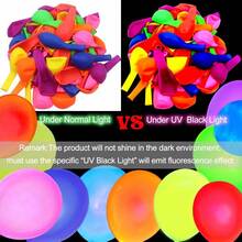 110 Pack Colored UV Neon Glow Balloons Neon Glow Party Decorations Glow In The Dark Party Supplies Black Light Fluorescent Latex Balloon For Birthday Decoration