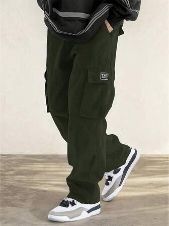 Herrbyxor för casual cargo, moderiktiga utomhusarbetsbyxor