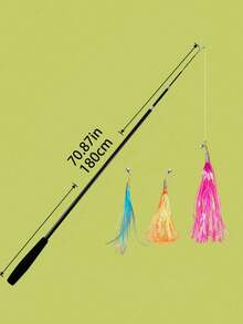 1 st, 1,8 m, 4-delad infällbar kattleksak med retastroppar, fiskespö-stil, kan användas för sittande kattlek, fjärrstyrd kattretas, utbytbar, fritt svängande i alla riktningar, extra stor räckvidd, stimulerar katters glädje - Vitt - Visa 16