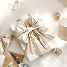 1 pièce Ruban de Noël, carreaux de champagne, motif lettres Joyeux Noël, nœud DIY boîte-cadeau décoration sapin de Noël. Décoration de maison, décorations de Noël, décoration de pièce, hiver