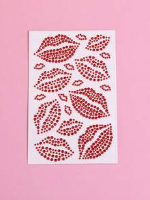 1pc Realistic Lip Design Rhinestone Temporary Tattoo Sticker, Body Jewelry Gem Sticker Gift For Women & Girls, Valentine's Day Gem Sticker