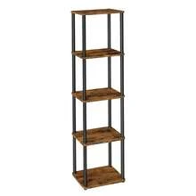 VASAGLE Montaje Súper Rápido sin Herramientas, Estantería de Almacenamiento de 5 Niveles, 23,8 x 38 x 139 cm, para Salón, Dormitorio, Cocina, Marrón Rústico y Negro Tinta - País marrón - Ver 6