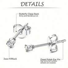 6 pares de pendientes de garra de 2 mm, pendientes de moda de acero inoxidable hipoalergénicos con circonita sintética, set de joyas unisex con múltiples orificios, pequeños y brillantes pendientes de hueso para Navidad, Carnaval, Festival de Primavera