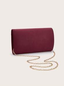 AIBBYDAR 女士晚装包，酒红色天鹅绒时尚晚礼服配套手拿包、化妆包、轻便斜挎包，适合商务、通勤、婚礼、晚会、派对、节日聚会 - 酒紅色 - 查看 4