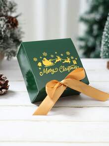 10Pcs Green Mini Christmas Gift Boxes With Ribbon,Elk Snowflake 'Merry Christmas' Design Christmas Party Favor Box,Christmas Gift Bags,Paper Craft Boxes For Wedding, Christmas Decor,Xmas Party Gift,Festive Small Presents,Christmas Party Gift Packaging Boxes,Party Favors,Merry Christmas,Christmas Decoration,Xmas Decor,Winter Decorations,New Year Party Supplies