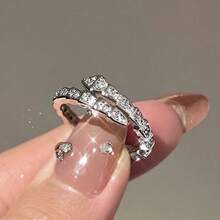 Snake-Shaped Ring Open Ring For Women Niche Design High-End Light Luxury Temperament Ring Personality Index Finger - Bạc - Xem 7