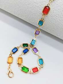 1pc Elegant Fashionable Colorful Rhinestone Necklace, Stylish Metal Choker Necklace, Charming Jewelry For Women, Suitable For Daily Wear, Decoration, Party, Music Festival, Photo Shoot. Handmade Chain Length Customizable, Random Rhinestone Colors