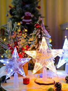 1 件圣诞树顶星，圣诞树顶星带灯 LED 夜灯树顶电池供电圣诞树顶星，适用于树木、圣诞树装饰、派对 - 彩色 - 查看 4