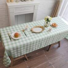 eluckya 1 PC   Light Green Checkered Durable Washable Rectangular Tablecloth, 36 Inches X 55 Inches, Mantel Para Comedor, Suitable For Holiday Decorations | Birthday Parties | Room Decor | Easter | Kitchen Decorations | Table Decorations | Home Decor | Spring/Summer Outdoor Picnics | Fall Decorations | Wedding Decorations | Vintage Decor - Xanh nhạt - Xem 3