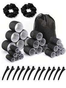 24pcs Curling Iron Set (6 Extra Large, 6 Large, 6 Medium, 6 Small) With 12pcs Hair Clips, Suitable For All Hair Lengths - Multicolor - View 1