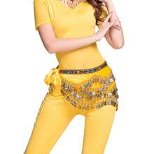 肚皮舞服装闪光亮片流苏裙，时尚舞蹈腰带裙，适合肚皮舞 - 彩色 - 查看 16