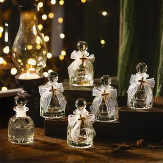 6/12pcs Holy Water Bottles Catholic Bulk Glass,Baptism Favors For Guests,Clear Holy Water Container,Christian Water Container With Cross,Organza Bags & Bow,For Holy Communion Gifts,Church Wedding Baptism