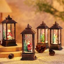 1pc Plastic LED Lighting Vintage Gazebo, Christmas Decor Ornament, Santa Claus, Snowman, Christmas Tree, Christmas Tree Hanging Ornament