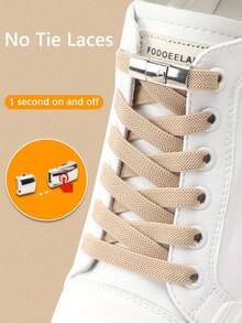 2pcs Elastic Shoelaces & 2pcs Buckles,Fashion Elastic Lazy Shoelaces For Sneakers Canvas Shoes Skate Shoes, Women & Men