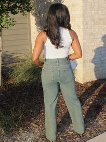 Steph T Jeansy z szerokimi nogawkami i kieszeniami ukośnymi, jeansy typu baggy