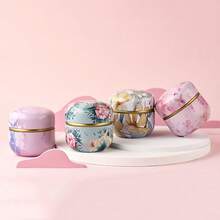 Tebehållare Japanska teburkar Godis Snacks Små runda burkar Mini bärbara plåtburkar Packlåda - Multifärgad - Visa 11