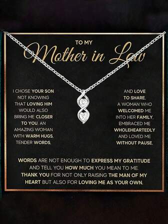 Ett halsband med infälld zirkoniumoxid och oändliga dubbla hjärtan, en present till mors dag