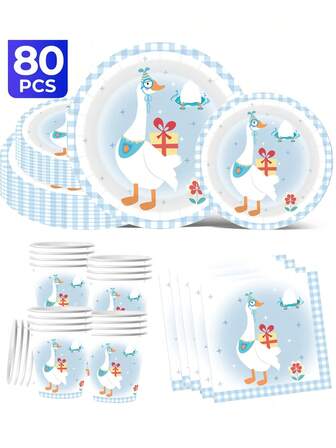 로즈 베어 테마 20/40/60/80/100 일회용 식기 세트, 7인치 종이 트레이, 9인치 판지, 9온스 컵, 냅킨 포함, 일상 모임, 생일 파티, 브라이덜 샤워, 베이비 샤워, 클럽, 결혼식, 티 파티, 피크닉, 야외 나들이 및 테마 파티에 적합합니다. 주방 및 레스토랑 장식