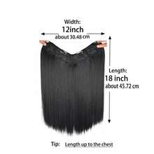 Extensiones de cabello en forma de V, extensiones de cabello sintético de 18 pulgadas para cabello largo y liso, pieza de cabello invisible, para uso diario de mujeres