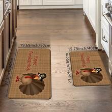 1 pièce Tapis d'entrée avec motifs d'impression de dinde/citrouille de Thanksgiving, rectangle en polyester absorbant et séchage rapide, convient pour la décoration intérieure et extérieure de la maison, de la chambre, de la salle de bain, de la cuisine et de la salle à manger, idéal comme cadeau d'anniversaire, d'automne, d'hiver, pour les fêtes et la cour