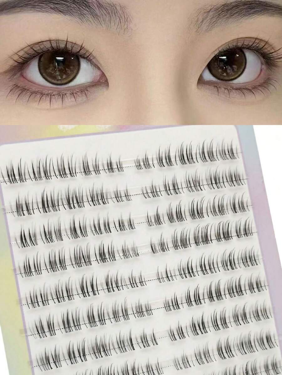 100 sợi mi giả phân đoạn, mi giả siêu tự nhiên, mi nối dài 3 sợi hình chữ C tự dính cho nữ