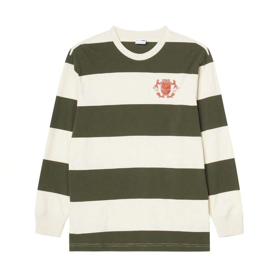 Puma 时尚条纹印花圆领长袖情侣运动T恤 63091687 - 雪白色 - 查看 1