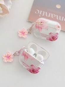 Lily Flower Earphone Case Cherry Blossom Earphone Case "I Don't Chase, I Attract" Slogan Earphone Case Transparent Earphone Case With 1 Pink Flower Hanging Chain Compatible With: Case, Headphones, Pro 3 Case, Pro (2nd Generation), 3, Pro, 1/2, 4 Case Cover - Multicolor - View 6