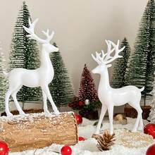 1pc White Deer Decor, Suitable For Entryway, Living Room, Study, Office, Luxury Wine Cabinet, Nordic Modern Minimalist Home Decor, Birthday, Christmas, Thanksgiving, Christmas Decoration