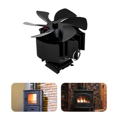 Heat Powered Stove Fan 6-Blade Aluminum Alloy Fireplace Fan For 5-7 Inch Chimney Pipes