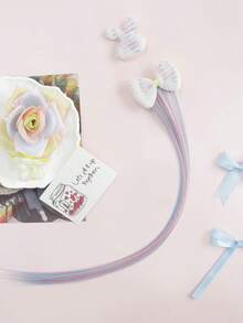 Set de diadema de peluche adorable de otoño, diseño de conejo, oso, corazón y lazo, clips de pelo falso de colores mezclados, clips para trenzas de cabello ombre, tocados para fiestas festivas, suave y cómodo, sin daño al cabello, combinación de varios estilos