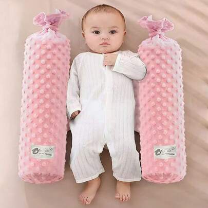 婴儿糖果枕头套装，配有连接带，辅助婴儿睡眠，侧卧枕可防止宝宝翻身和跳跃，可作为婴儿床支撑，新生儿枕头，安全可靠，荞麦芯