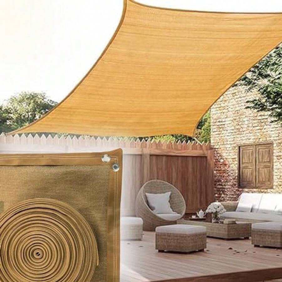 Mallas Sombra Toldo Raschel 90 4x3m Beige - Cinta Refuerzo y Ojillo - Protección UV, Polietileno HDPE Alta Densidad, Perfecto para Jardín, Exteriores, Vela-Resistente al Sol y al Desgaste - Verde oscuro - Ver 1