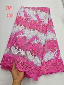 2026 Latest Lace Fabric African Gauze High Quality Nigerian Luxury Lace Fabric Gauze Two-Color French Mesh Milk Lace Fabric Suitable For Wedding Party Dance Fabric 1yards /5yard