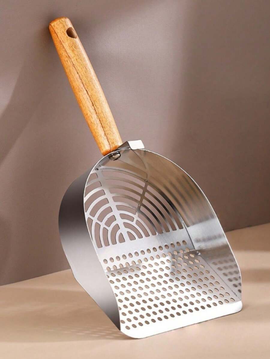 1pc Stainless Steel Cat Litter Scoop, Large Size Litter Box Scooper For Clumping Litter