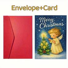 1 pièce Carte de vœux de Noël mettant en scène un charmant ange allumant des bougies, parfaite pour souhaiter de joyeuses fêtes à la famille, aux amis et aux êtres chers. Idéale pour les célébrations festives et les cadeaux. Enveloppe + Carte de vœux