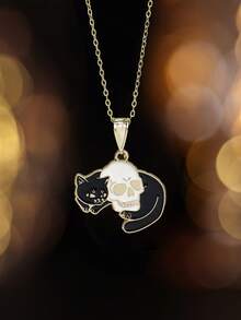 [Colar com Pingente de Caveira Multi-Elemento] Design Criativo Gótico Colar com Pingente de Caveira Destacável para Homens e Mulheres, Pingente Religioso Personalizado Multi-Elemento, Acessórios de Joias, Lembrancinhas de Festa de Halloween Assustadora, Presentes de Truque ou Travessura, Acessórios de Fantasia para Halloween, Natal e Suprimentos para Festas