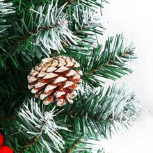 Árbol de Navidad artificial, con ramas de PVC que parecen naturales, para decoración navideña interior y exterior, con base de metal sólido, adornos navideños con bayas rojas y piñas, decoración del hogar, regalos de Navidad, decoración navideña