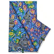 Great Gold Sands - 100% Cotton , 6 Yards/Pc Premium African Wax-Dyed Fabric - Smooth, Soft And Durable, Beautiful Colors, Soft, Very Suitable For Making Dresses, Skirts, Etc., DIY Production, Suitable For Women's Party Wedding Skirt Sewing Crafts, With A Wide Range Of Uses - Blue - View 5
