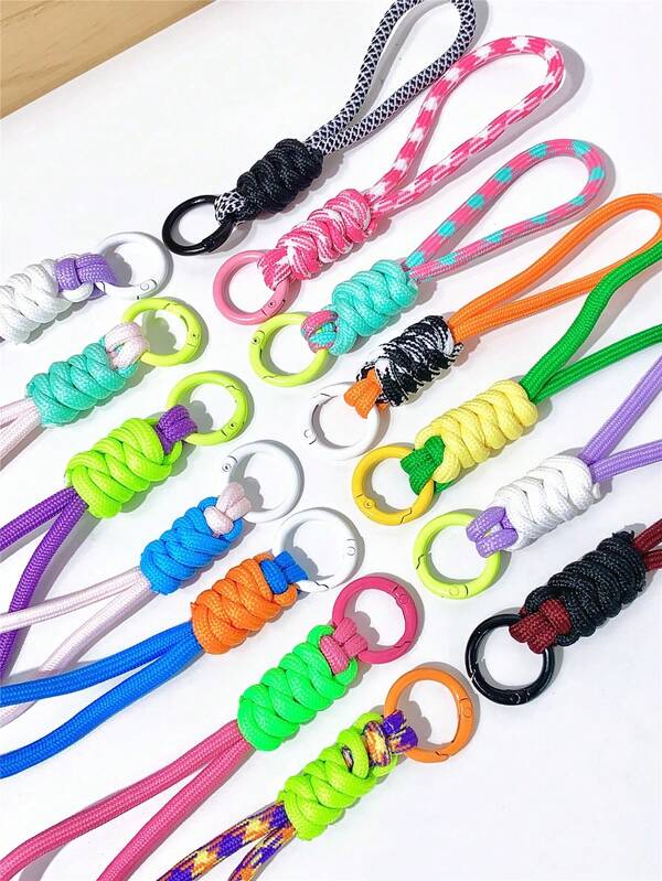 1 unidade/5 unidades/10 unidades Cordões coloridos para chaveiro, acessórios para celular, prendedores curtos, chaveiros para capa de celular, lembrancinhas, acessórios para carro, pingentes para bolsa, presentes escolares fofos, góticos, Y2K, para mulheres