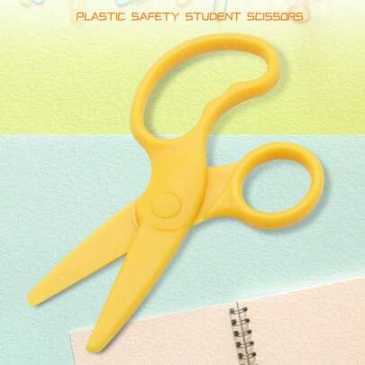 1pc Lemon Yellow Children's Safety Handmade Scissors, Office Scissors, DIY Craft Paper Cutting Portable Mini Scissors, Allowed On High-Speed Rail And Flights