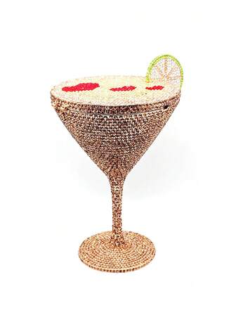 1 st blingbling cocktailkoppdesign kristallkuvertväskor helt i metall handgjorda juveldesignade aftonväskor, guldfärgade strasshandväskor med kedja för kvinnor middagsfest/balevenemang, bästa julklappen med ask (passar inte telefonen)