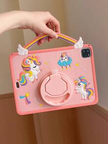 1 件可爱 3D 卡通硅胶软壳，带可拆卸手柄和支架，防震保护套，适用于 iPad Mini 1/2/3/4/5/6、iPad Air 1/2/10.2/10.5/10.9/Air 4/Air 5、iPad 10/11 代、iPad Pro 11 英寸 - 彩色 - 查看 3